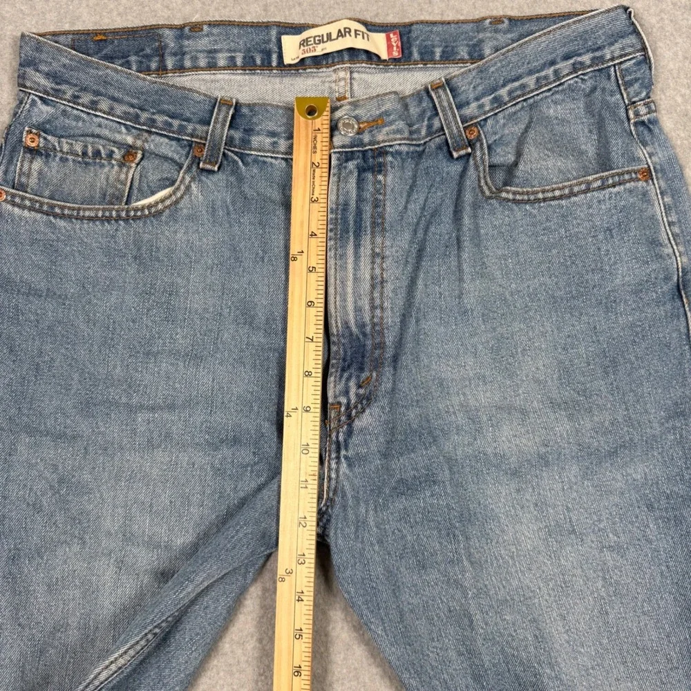 Levis 505 Regular Fit Jeans Mens 38x34 Medium Wash Blue Straight Leg Denim